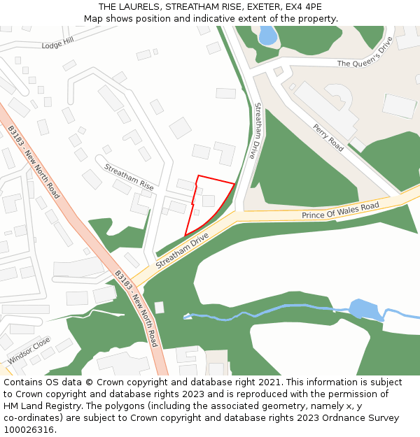 THE LAURELS, STREATHAM RISE, EXETER, EX4 4PE: Location map and indicative extent of plot