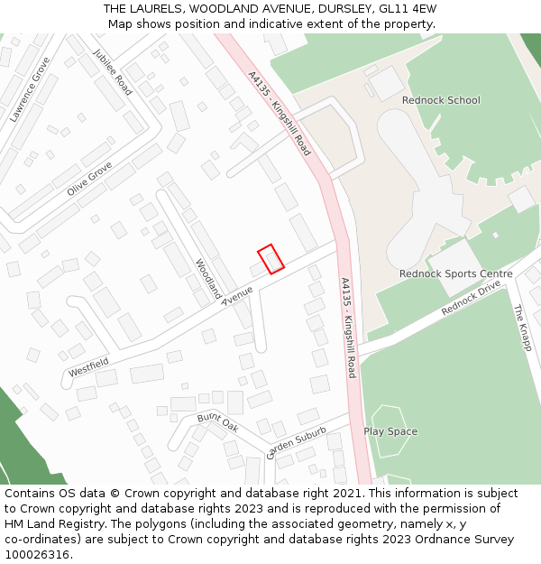 THE LAURELS, WOODLAND AVENUE, DURSLEY, GL11 4EW: Location map and indicative extent of plot