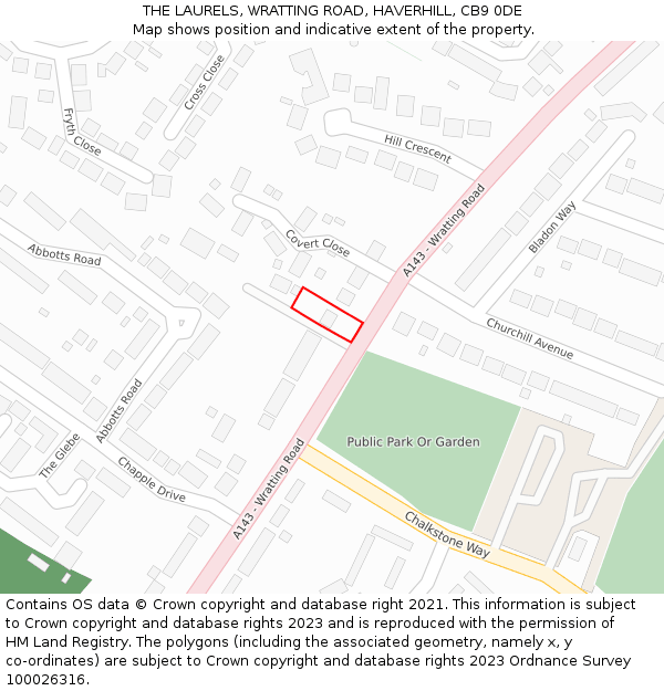 THE LAURELS, WRATTING ROAD, HAVERHILL, CB9 0DE: Location map and indicative extent of plot