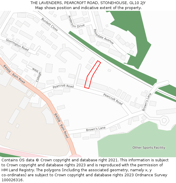 THE LAVENDERS, PEARCROFT ROAD, STONEHOUSE, GL10 2JY: Location map and indicative extent of plot