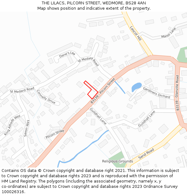 THE LILACS, PILCORN STREET, WEDMORE, BS28 4AN: Location map and indicative extent of plot
