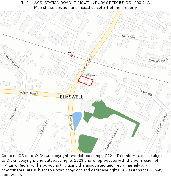 THE LILACS, STATION ROAD, ELMSWELL, BURY ST EDMUNDS, IP30 9HA: Location map and indicative extent of plot