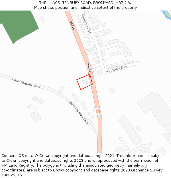 THE LILACS, TENBURY ROAD, BROMYARD, HR7 4LW: Location map and indicative extent of plot