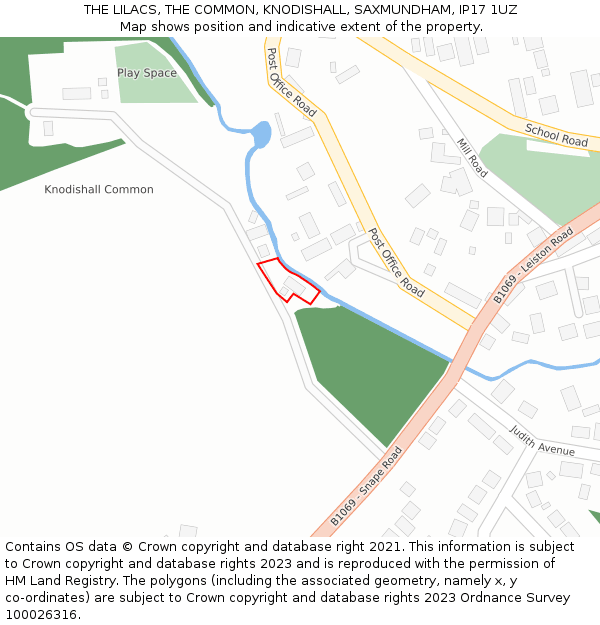 THE LILACS, THE COMMON, KNODISHALL, SAXMUNDHAM, IP17 1UZ: Location map and indicative extent of plot