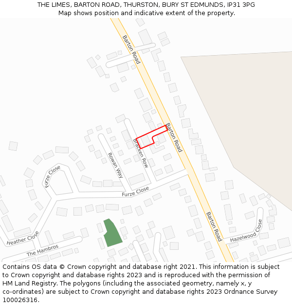 THE LIMES, BARTON ROAD, THURSTON, BURY ST EDMUNDS, IP31 3PG: Location map and indicative extent of plot