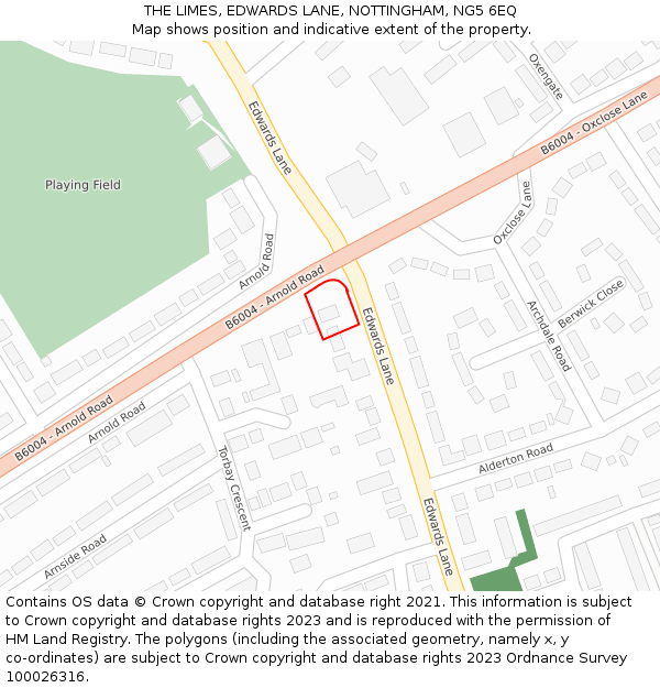 THE LIMES, EDWARDS LANE, NOTTINGHAM, NG5 6EQ: Location map and indicative extent of plot