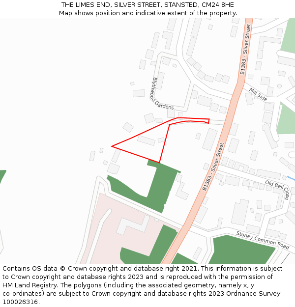 THE LIMES END, SILVER STREET, STANSTED, CM24 8HE: Location map and indicative extent of plot