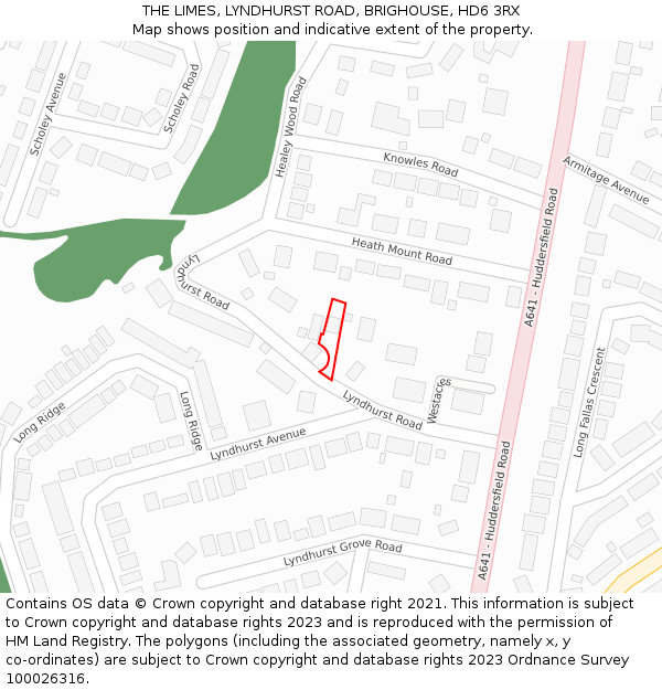 THE LIMES, LYNDHURST ROAD, BRIGHOUSE, HD6 3RX: Location map and indicative extent of plot