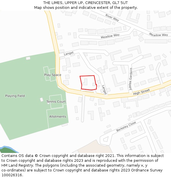 THE LIMES, UPPER UP, CIRENCESTER, GL7 5UT: Location map and indicative extent of plot