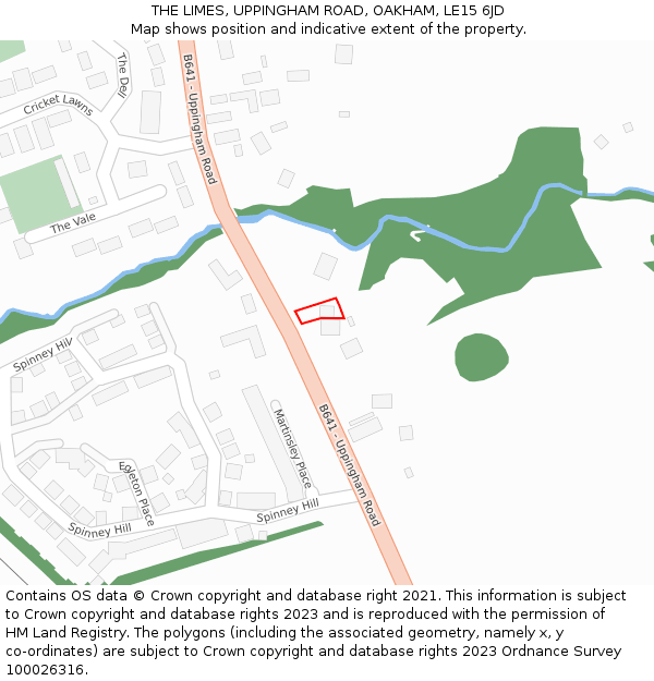 THE LIMES, UPPINGHAM ROAD, OAKHAM, LE15 6JD: Location map and indicative extent of plot