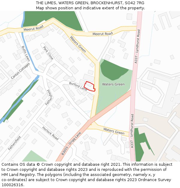 THE LIMES, WATERS GREEN, BROCKENHURST, SO42 7RG: Location map and indicative extent of plot