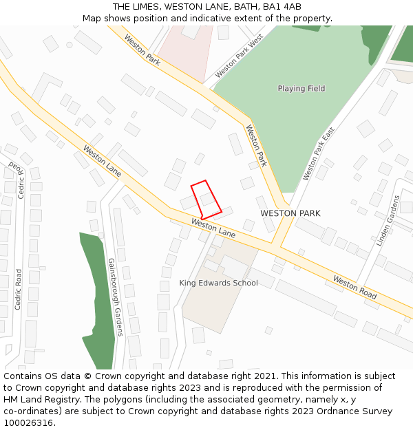 THE LIMES, WESTON LANE, BATH, BA1 4AB: Location map and indicative extent of plot