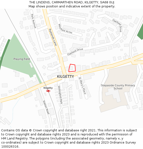 THE LINDENS, CARMARTHEN ROAD, KILGETTY, SA68 0UJ: Location map and indicative extent of plot