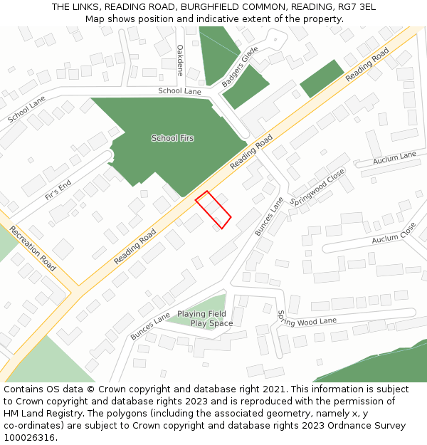 THE LINKS, READING ROAD, BURGHFIELD COMMON, READING, RG7 3EL: Location map and indicative extent of plot