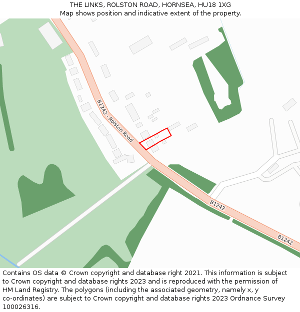 THE LINKS, ROLSTON ROAD, HORNSEA, HU18 1XG: Location map and indicative extent of plot