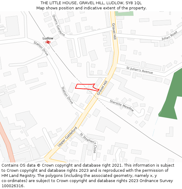 THE LITTLE HOUSE, GRAVEL HILL, LUDLOW, SY8 1QL: Location map and indicative extent of plot