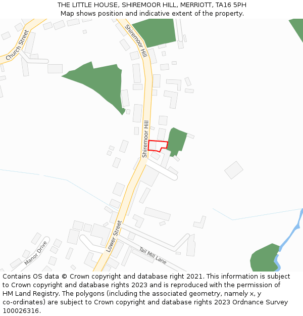 THE LITTLE HOUSE, SHIREMOOR HILL, MERRIOTT, TA16 5PH: Location map and indicative extent of plot