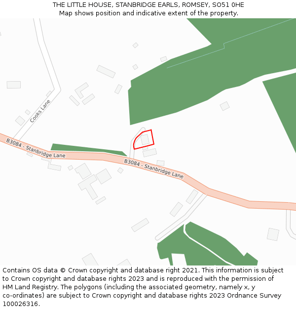 THE LITTLE HOUSE, STANBRIDGE EARLS, ROMSEY, SO51 0HE: Location map and indicative extent of plot