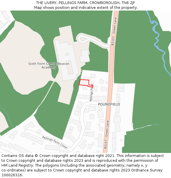THE LIVERY, PELLINGS FARM, CROWBOROUGH, TN6 2JF: Location map and indicative extent of plot