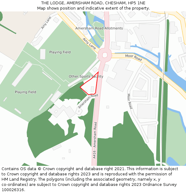 THE LODGE, AMERSHAM ROAD, CHESHAM, HP5 1NE: Location map and indicative extent of plot