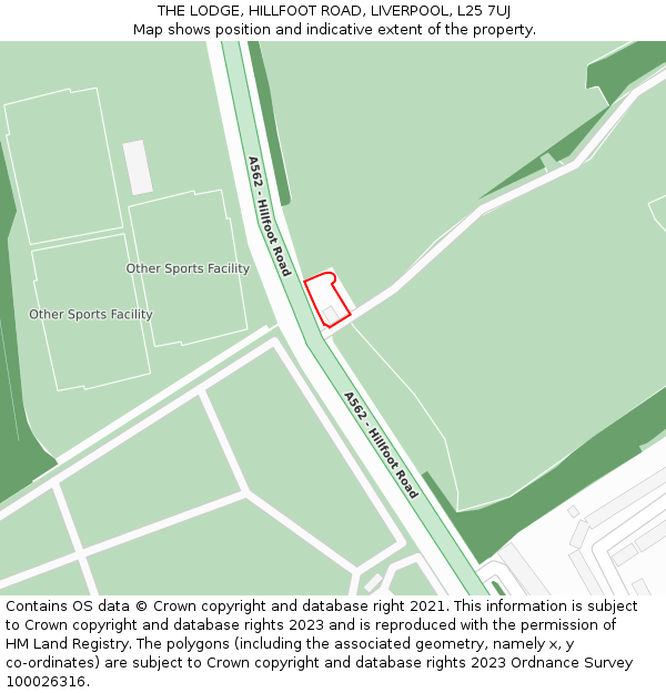 THE LODGE, HILLFOOT ROAD, LIVERPOOL, L25 7UJ: Location map and indicative extent of plot