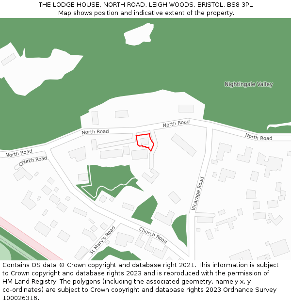 THE LODGE HOUSE, NORTH ROAD, LEIGH WOODS, BRISTOL, BS8 3PL: Location map and indicative extent of plot