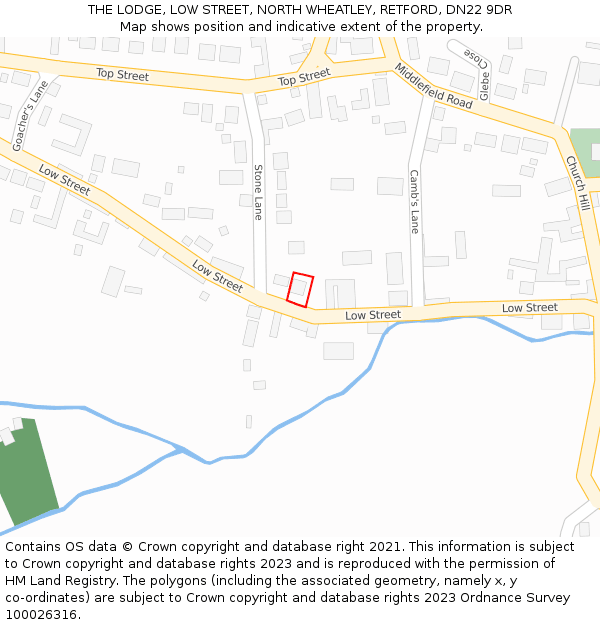 THE LODGE, LOW STREET, NORTH WHEATLEY, RETFORD, DN22 9DR: Location map and indicative extent of plot