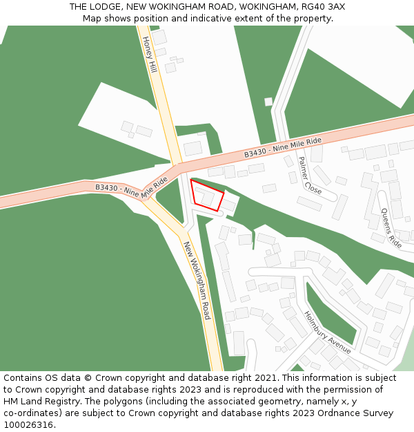 THE LODGE, NEW WOKINGHAM ROAD, WOKINGHAM, RG40 3AX: Location map and indicative extent of plot