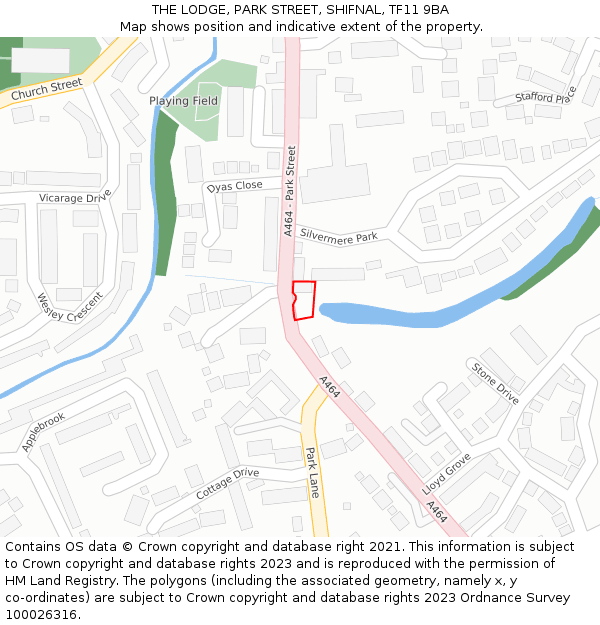 THE LODGE, PARK STREET, SHIFNAL, TF11 9BA: Location map and indicative extent of plot