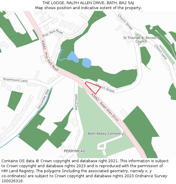 THE LODGE, RALPH ALLEN DRIVE, BATH, BA2 5AJ: Location map and indicative extent of plot