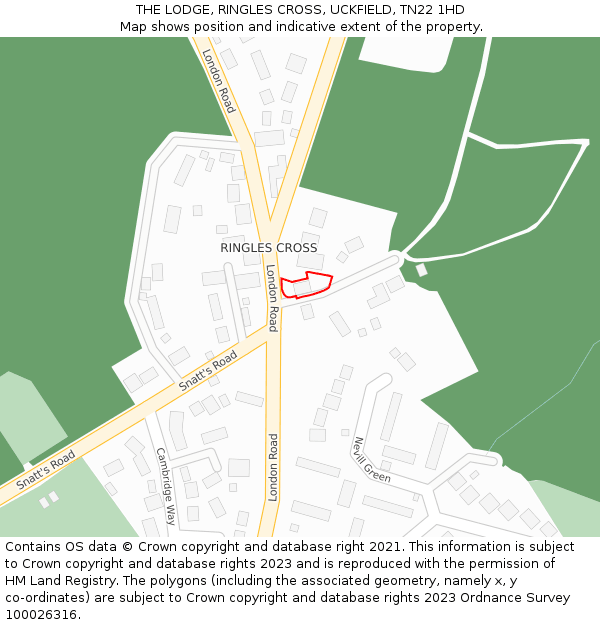 THE LODGE, RINGLES CROSS, UCKFIELD, TN22 1HD: Location map and indicative extent of plot