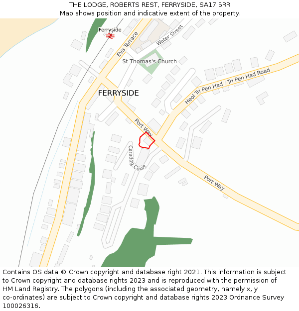 THE LODGE, ROBERTS REST, FERRYSIDE, SA17 5RR: Location map and indicative extent of plot