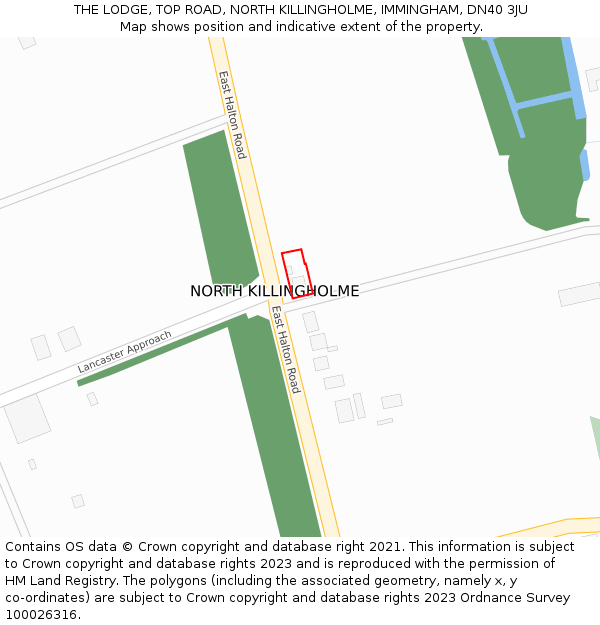 THE LODGE, TOP ROAD, NORTH KILLINGHOLME, IMMINGHAM, DN40 3JU: Location map and indicative extent of plot