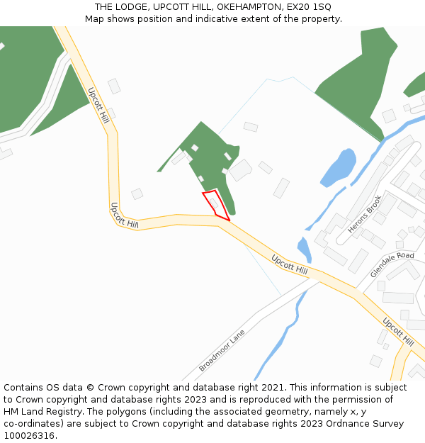 THE LODGE, UPCOTT HILL, OKEHAMPTON, EX20 1SQ: Location map and indicative extent of plot