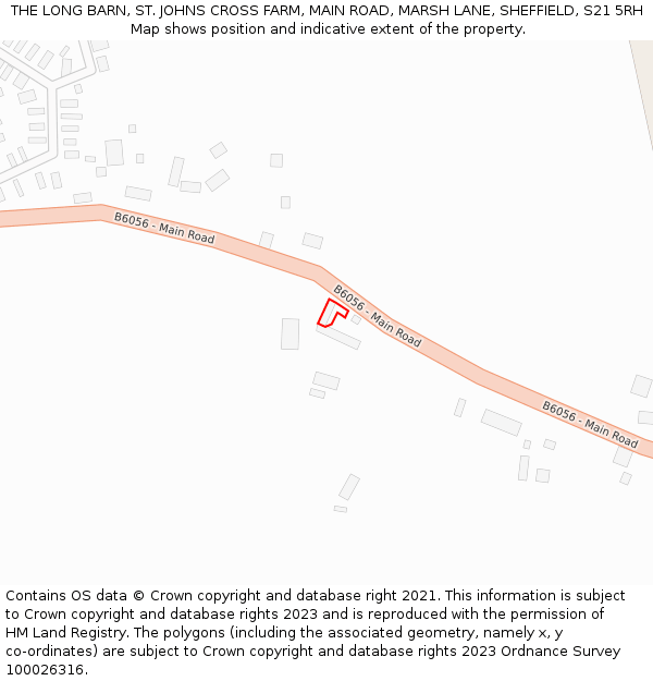 THE LONG BARN, ST. JOHNS CROSS FARM, MAIN ROAD, MARSH LANE, SHEFFIELD, S21 5RH: Location map and indicative extent of plot