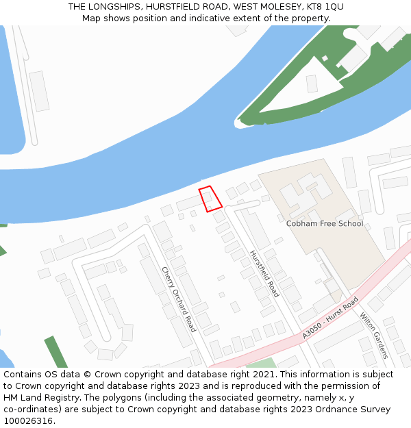 THE LONGSHIPS, HURSTFIELD ROAD, WEST MOLESEY, KT8 1QU: Location map and indicative extent of plot