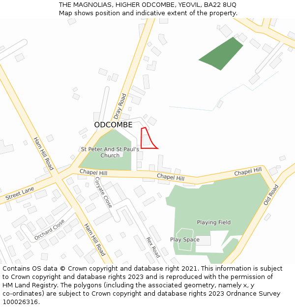 THE MAGNOLIAS, HIGHER ODCOMBE, YEOVIL, BA22 8UQ: Location map and indicative extent of plot