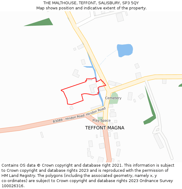 THE MALTHOUSE, TEFFONT, SALISBURY, SP3 5QY: Location map and indicative extent of plot