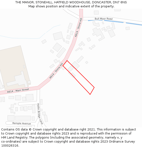THE MANOR, STONEHILL, HATFIELD WOODHOUSE, DONCASTER, DN7 6NS: Location map and indicative extent of plot