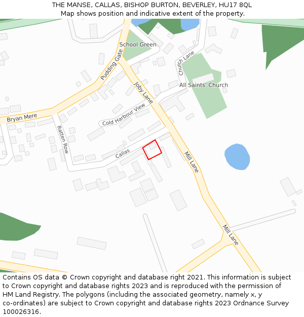 THE MANSE, CALLAS, BISHOP BURTON, BEVERLEY, HU17 8QL: Location map and indicative extent of plot