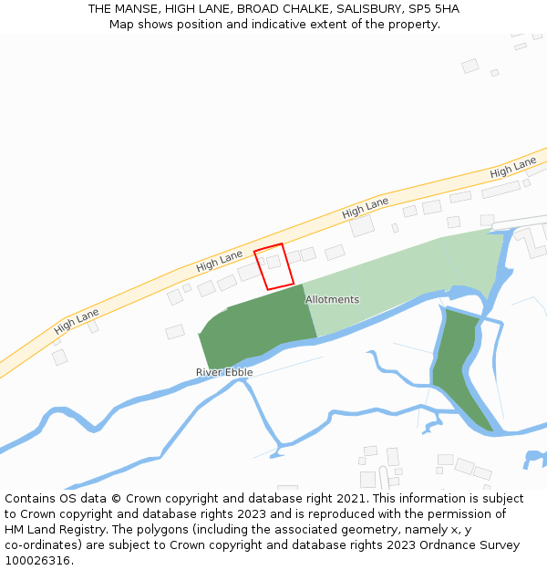 THE MANSE, HIGH LANE, BROAD CHALKE, SALISBURY, SP5 5HA: Location map and indicative extent of plot