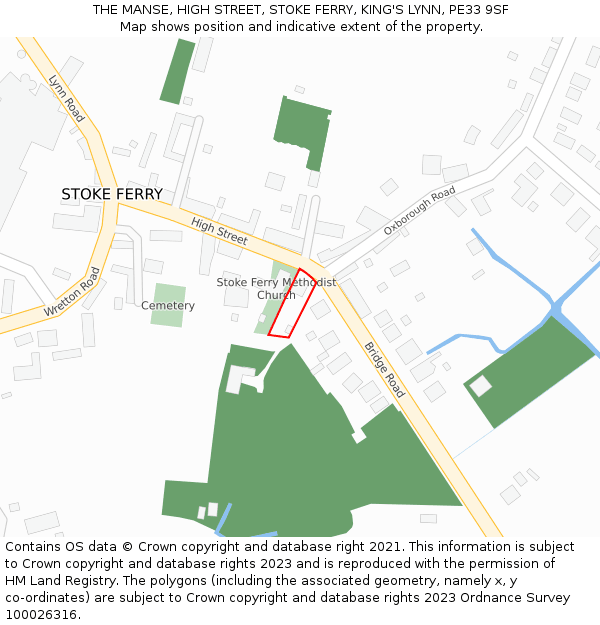 THE MANSE, HIGH STREET, STOKE FERRY, KING'S LYNN, PE33 9SF: Location map and indicative extent of plot