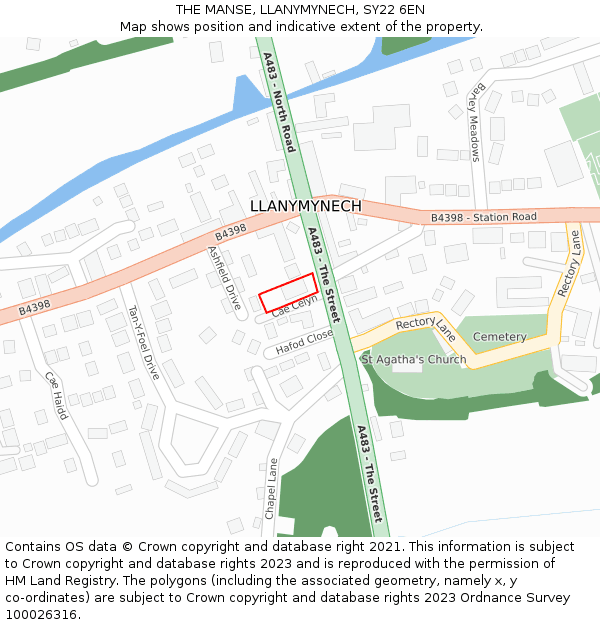 THE MANSE, LLANYMYNECH, SY22 6EN: Location map and indicative extent of plot