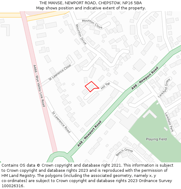 THE MANSE, NEWPORT ROAD, CHEPSTOW, NP16 5BA: Location map and indicative extent of plot