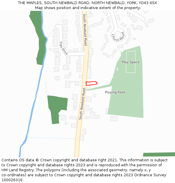 THE MAPLES, SOUTH NEWBALD ROAD, NORTH NEWBALD, YORK, YO43 4SX: Location map and indicative extent of plot