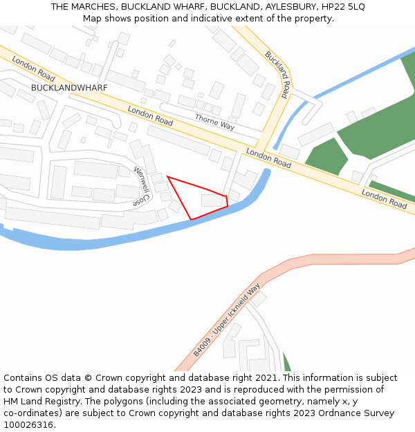THE MARCHES, BUCKLAND WHARF, BUCKLAND, AYLESBURY, HP22 5LQ: Location map and indicative extent of plot