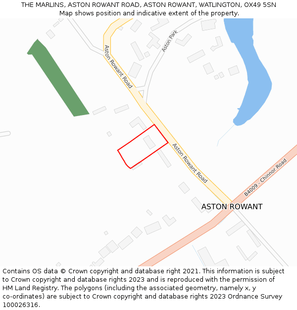 THE MARLINS, ASTON ROWANT ROAD, ASTON ROWANT, WATLINGTON, OX49 5SN: Location map and indicative extent of plot