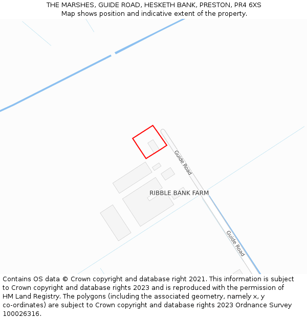 THE MARSHES, GUIDE ROAD, HESKETH BANK, PRESTON, PR4 6XS: Location map and indicative extent of plot