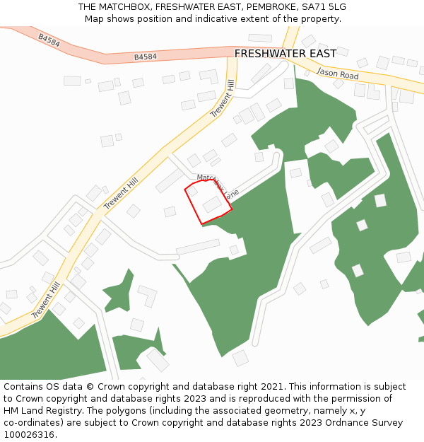THE MATCHBOX, FRESHWATER EAST, PEMBROKE, SA71 5LG: Location map and indicative extent of plot