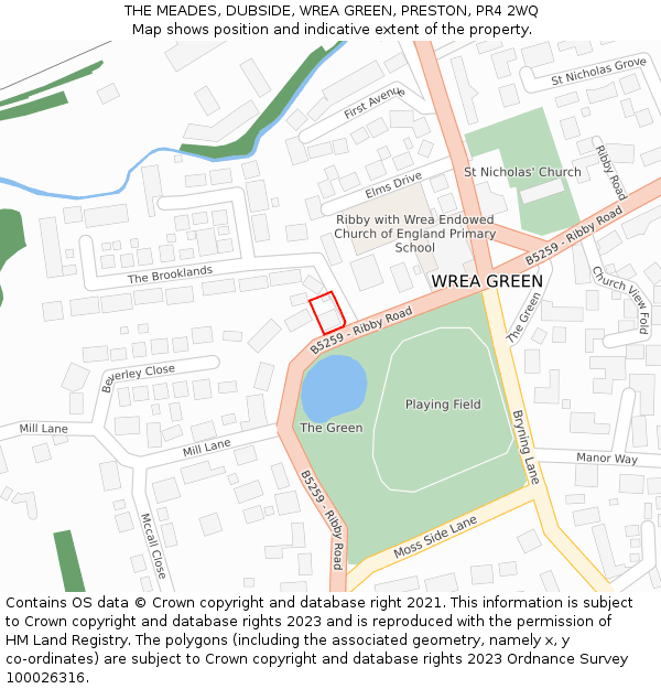 THE MEADES, DUBSIDE, WREA GREEN, PRESTON, PR4 2WQ: Location map and indicative extent of plot